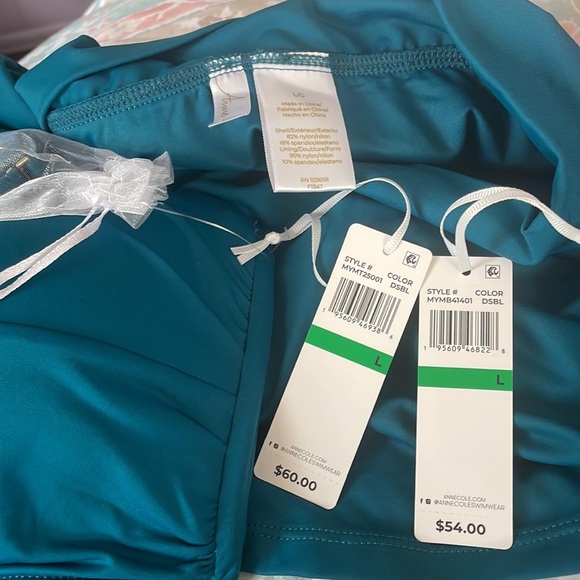NWT Anne Cole Twist Front Tankini and soft band skirt Deep Sea teal- Size Large - Picture 6 of 6